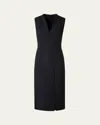 Akris V-neck Pinstripe Sleeveless Dress In Black-ecru