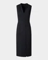 Akris V-neck Pinstripe Sleeveless Dress In Black-ecru