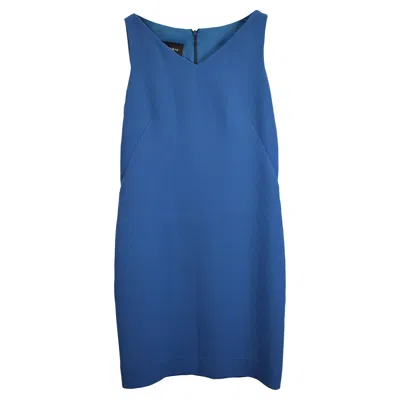Akris V-neck Shift Dress In Blue Wool
