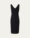 Akris V-neck Sleeveless Knit Midi Dress In Black