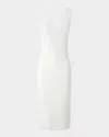 Akris V-neck Sleeveless Knit Midi Dress In Ecru
