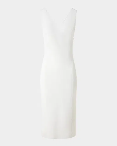 Akris V-neck Sleeveless Knit Midi Dress In Ecru