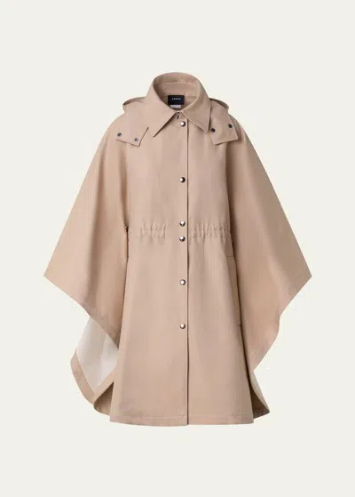 Akris Veda Cotton Gabardine Cape Jacket In Chai