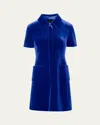 Akris Velvet Patch Pocket Dress In Blue