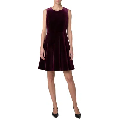 Akris Velvet Flared Mini Dress In Dark Magenta