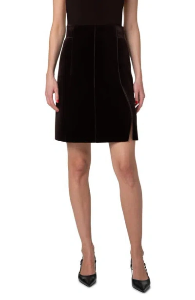 Akris Velvet Spacer Knit Skirt In Mocca