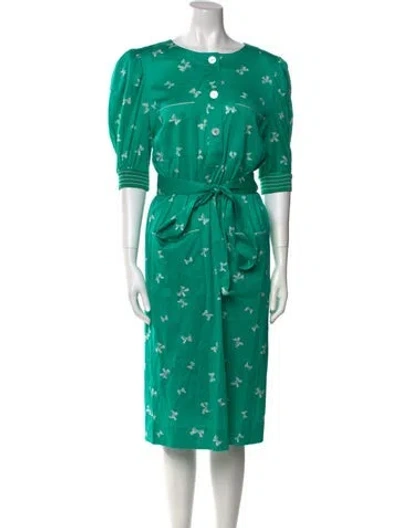 Pre-owned Akris Vintage Midi Length Dress In Green