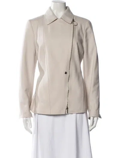 Pre-owned Akris Virgin Wool Biker Jacket In Neutral