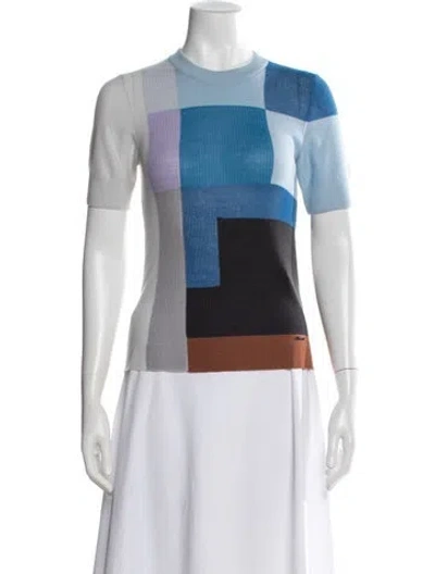 Pre-owned Akris Virgin Wool Colorblock Pattern Sweater In Blue