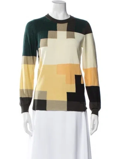 Pre-owned Akris Virgin Wool Colorblock Pattern Sweater In Neutral