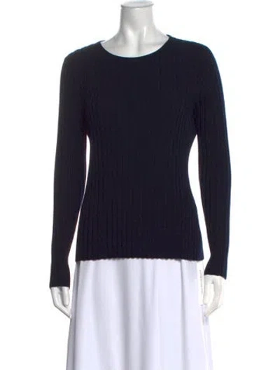 Pre-owned Akris Virgin Wool Crew Neck Sweater In Black/blue