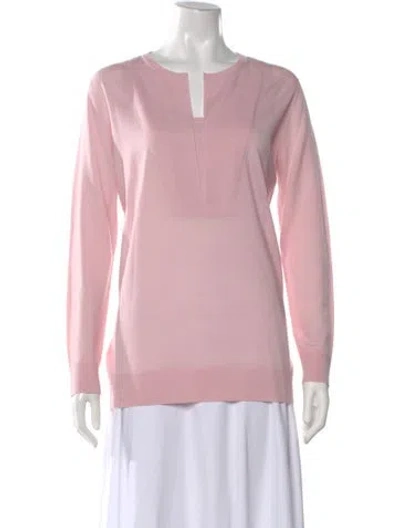 Pre-owned Akris Virgin Wool Crew Neck Sweater In Pink