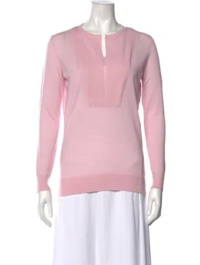 Pre-owned Akris Virgin Wool Crew Neck Sweater In Pink