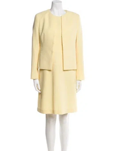 Pre-owned Akris Virgin Wool Dress Set In Yellow