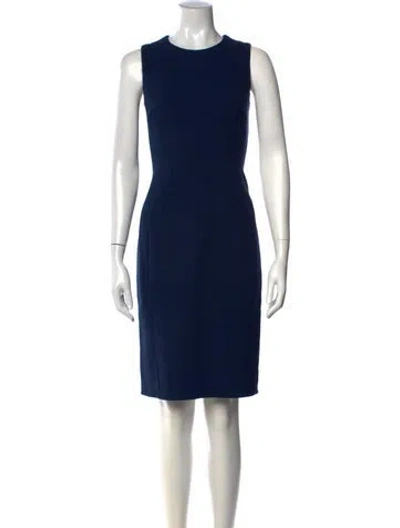 Pre-owned Akris Virgin Wool Knee-length Dress In Blue