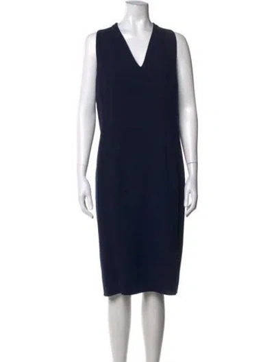 Pre-owned Akris Virgin Wool Knee-length Dress In Blue