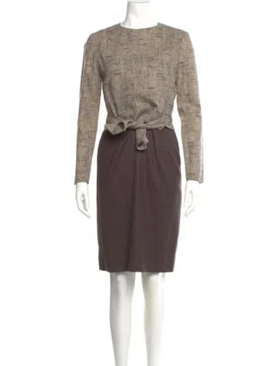 Pre-owned Akris Virgin Wool Knee-length Dress In Brown