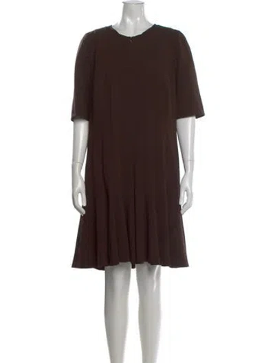 Pre-owned Akris Virgin Wool Knee-length Dress In Brown