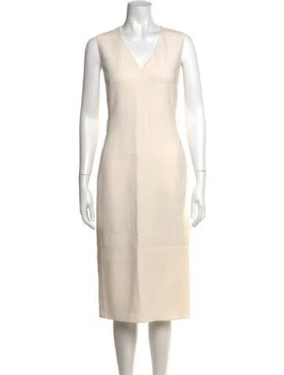 Pre-owned Akris Virgin Wool Knee-length Dress In Neutrals