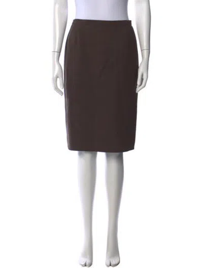 Pre-owned Akris Virgin Wool Knee-length Skirt In Brown