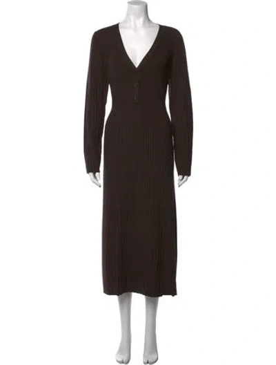 Pre-owned Akris Virgin Wool Long Dress W/ Tags In Grey