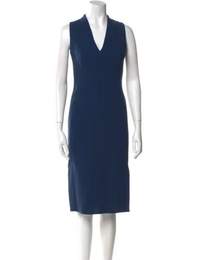 Pre-owned Akris Virgin Wool Midi Length Dress In Blue