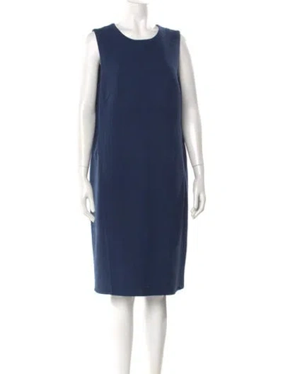 Pre-owned Akris Virgin Wool Midi Length Dress In Blue