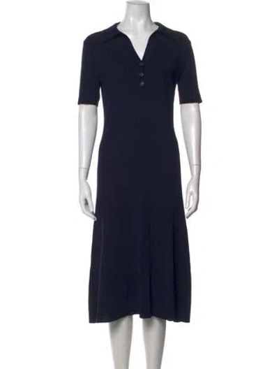 Pre-owned Akris Virgin Wool Midi Length Dress In Blue