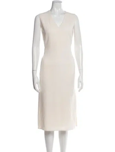 Pre-owned Akris Virgin Wool Midi Length Dress In Neutral
