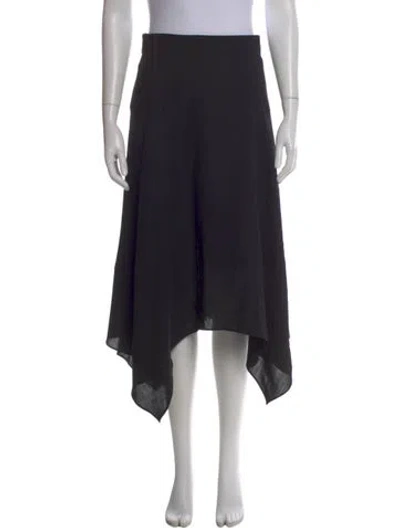 Pre-owned Akris Virgin Wool Midi Length Skirt In Black