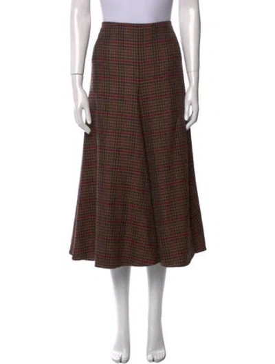 Pre-owned Akris Virgin Wool Midi Length Skirt In Brown