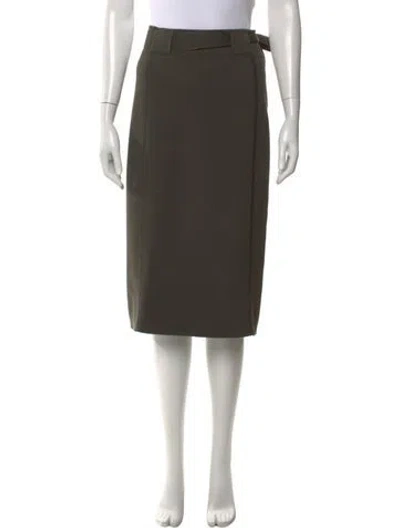 Pre-owned Akris Virgin Wool Midi Length Skirt In Green