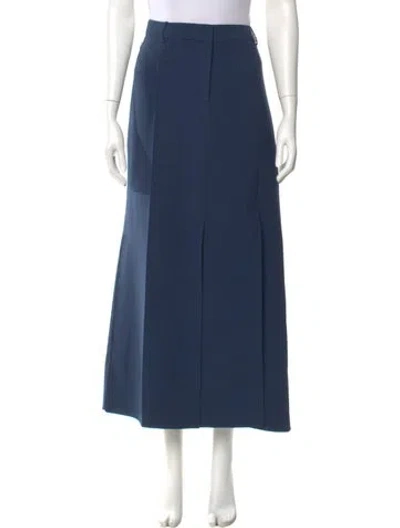 Pre-owned Akris Virgin Wool Midi Length Skirt W/ Tags In Blue