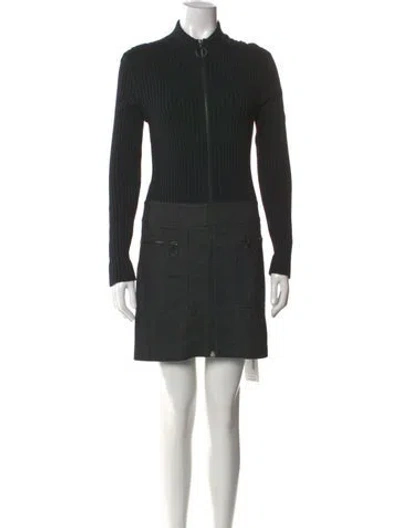 Pre-owned Akris Virgin Wool Mini Dress In Black