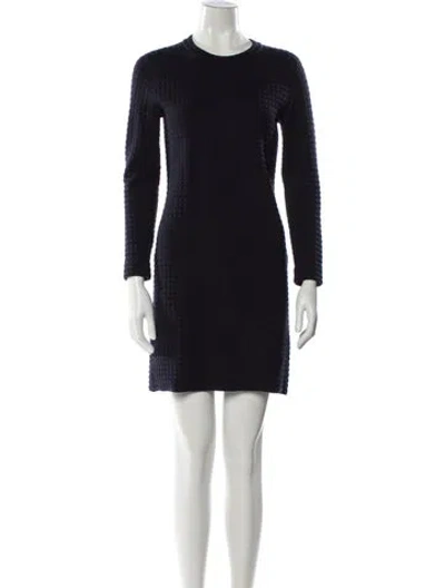 Pre-owned Akris Virgin Wool Mini Dress In Blue