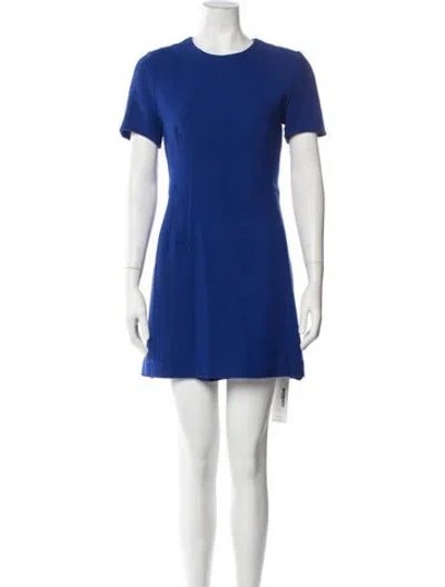 Pre-owned Akris Virgin Wool Mini Dress In Blue