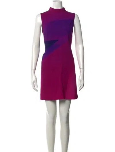 Pre-owned Akris Virgin Wool Mini Dress In Purple