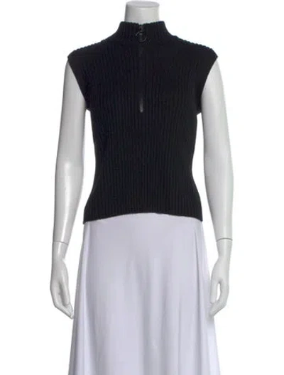 Pre-owned Akris Virgin Wool Mock Neck Sweater In Black