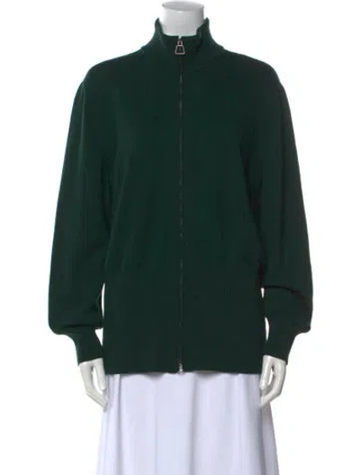 Pre-owned Akris Virgin Wool Mock Neck Sweater In Green
