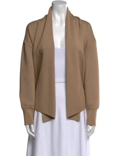 Pre-owned Akris Virgin Wool Open Front Sweater In Neutral