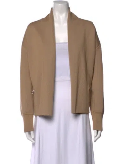 Pre-owned Akris Virgin Wool Open Front Sweater In Neutrals