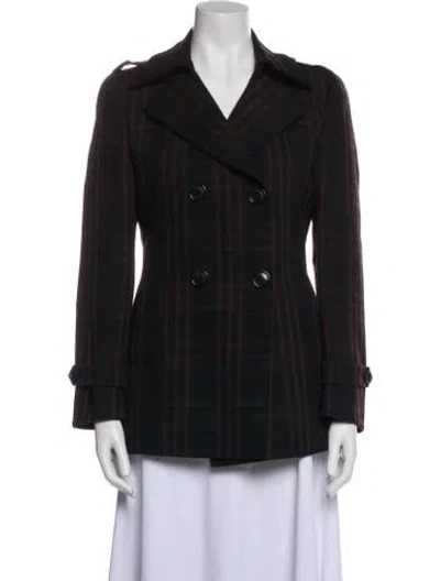 Pre-owned Akris Virgin Wool Plaid Print Blazer In Black