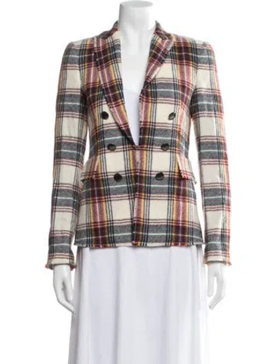 Pre-owned Akris Virgin Wool Plaid Print Blazer W/ Tags In Multicolor