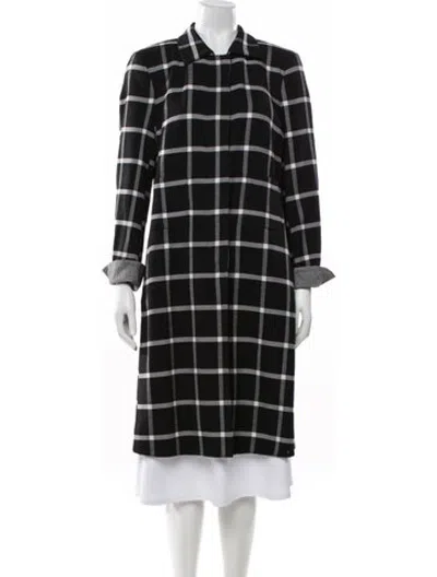 Pre-owned Akris Virgin Wool Plaid Print Coat W/ Tags In Black