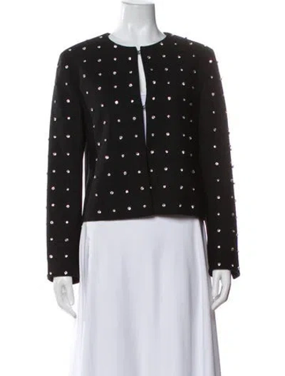 Pre-owned Akris Virgin Wool Printed Evening Jacket In Black