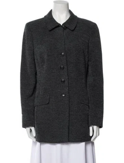 Pre-owned Akris Virgin Wool Printed Jacket In Gray