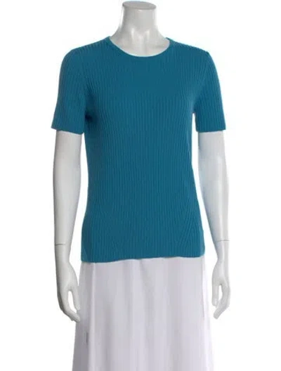 Pre-owned Akris Virgin Wool Scoop Neck Sweater In Blue