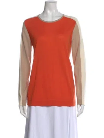 Pre-owned Akris Virgin Wool Scoop Neck Sweater In Orange