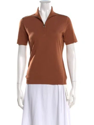 Pre-owned Akris Virgin Wool Short Sleeve Polo In Brown