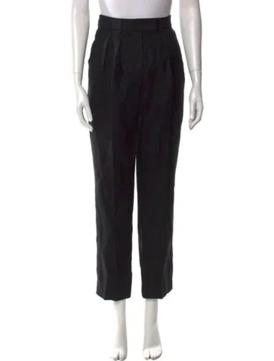 Pre-owned Akris Virgin Wool Straight Leg Pants In Black